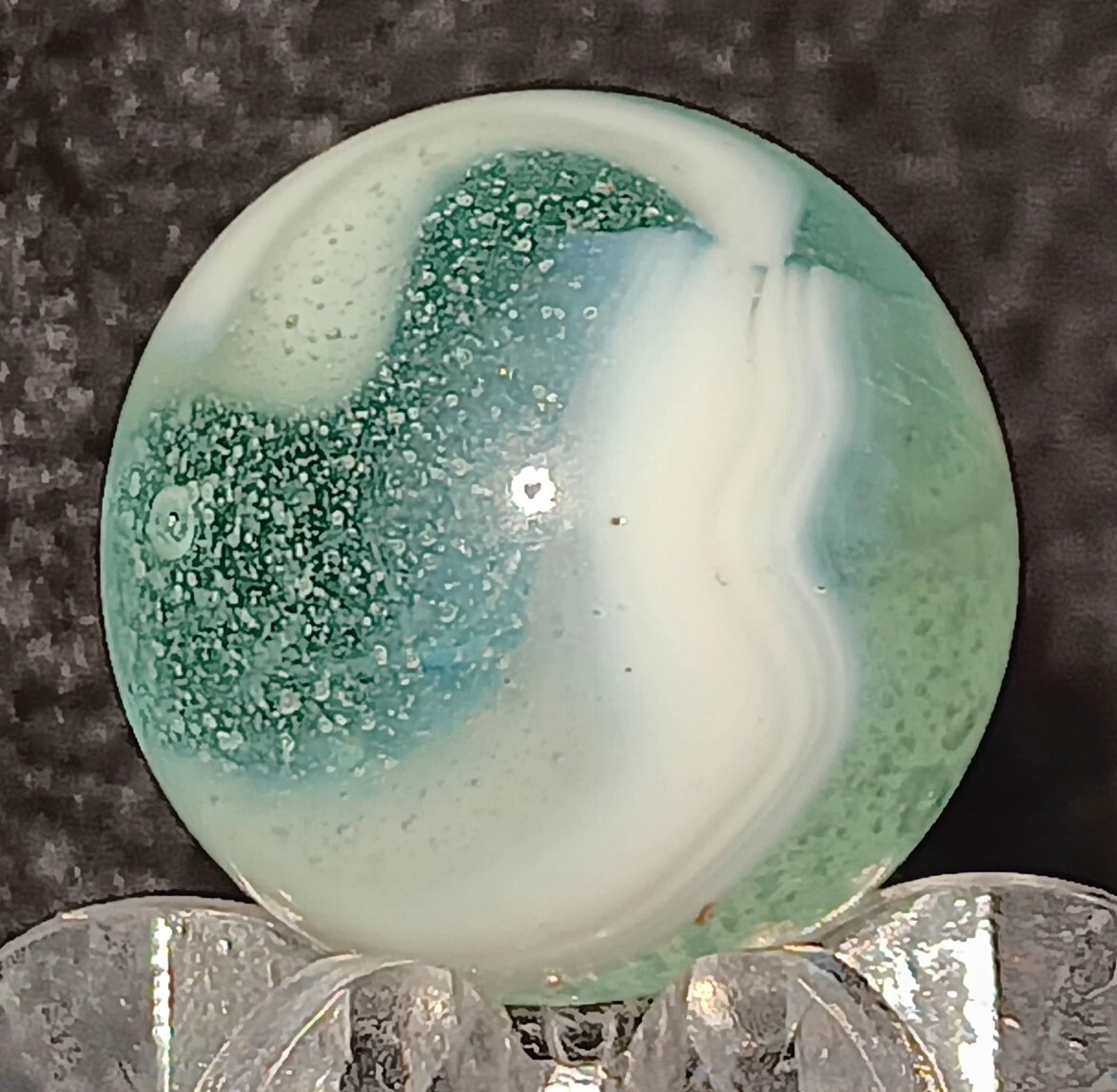 Vintage Marble Peltier Glass Clear Rainbo. .62″ Mint. (HTF) EXAMPLE