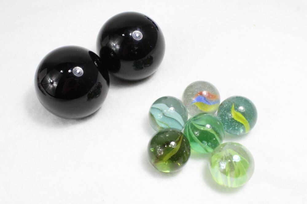 100+ Glass Marbles MILKY WAY Oil Slick Metallic Iridescent Estate Find Colorful