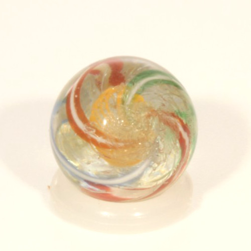 Antique German Orange Latticinio Pee Wee Swirl Marble 1/2″ Mint