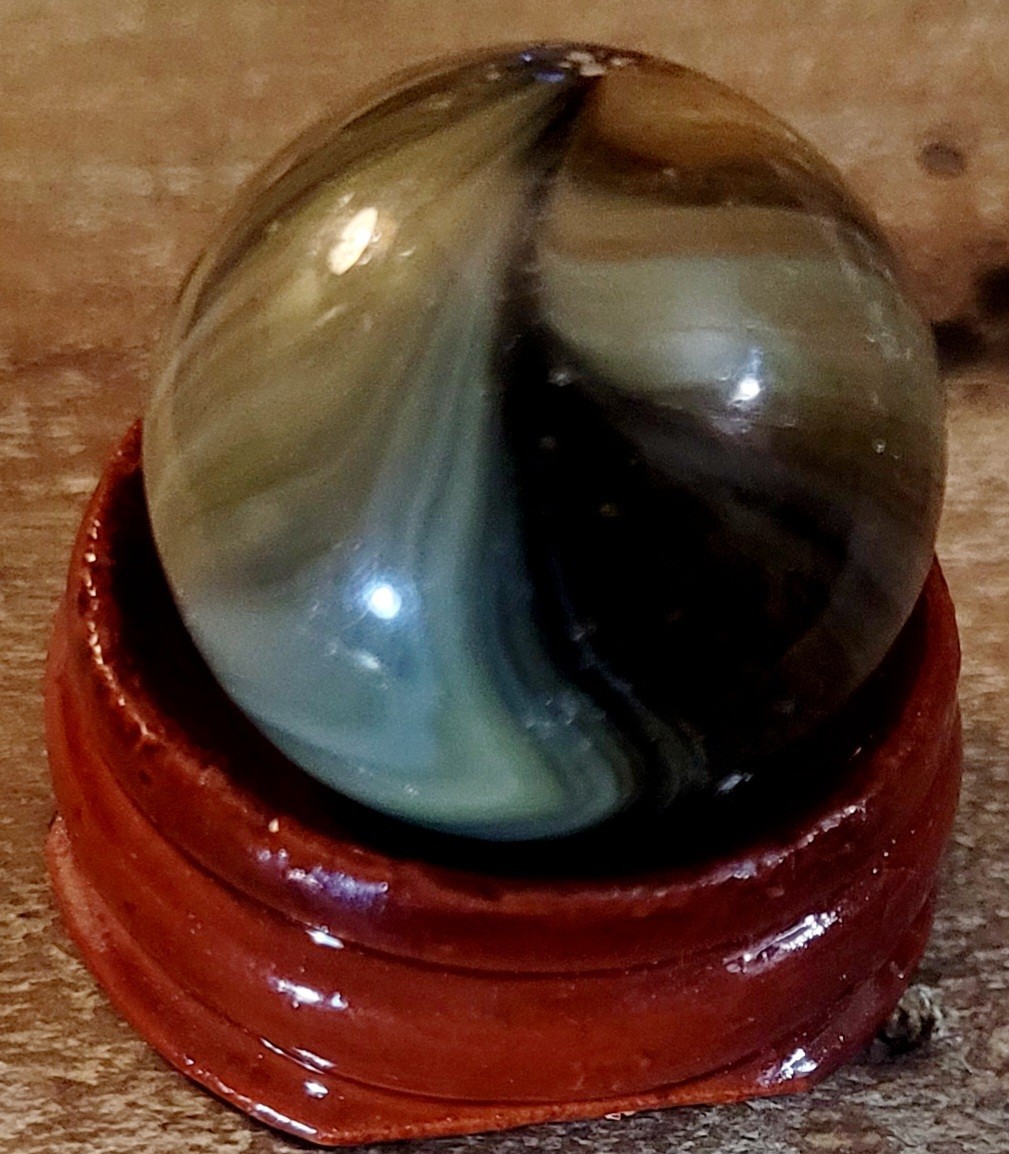 German Handmade Onion Skin Marble, Multi-colored, With Oxblood, Lovely Colors 3″