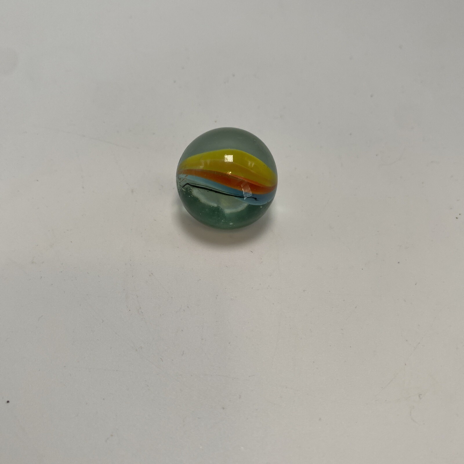 Lot Of 26 Cat’s Eye Glass Marbles Yellow Green Blue Orange White Assorted Sizes