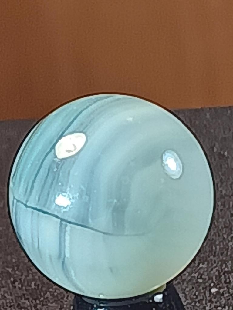 5/8″ Vitro Brilliant Turquoise Patch Wispy White on Clear NM Serious Marble B202