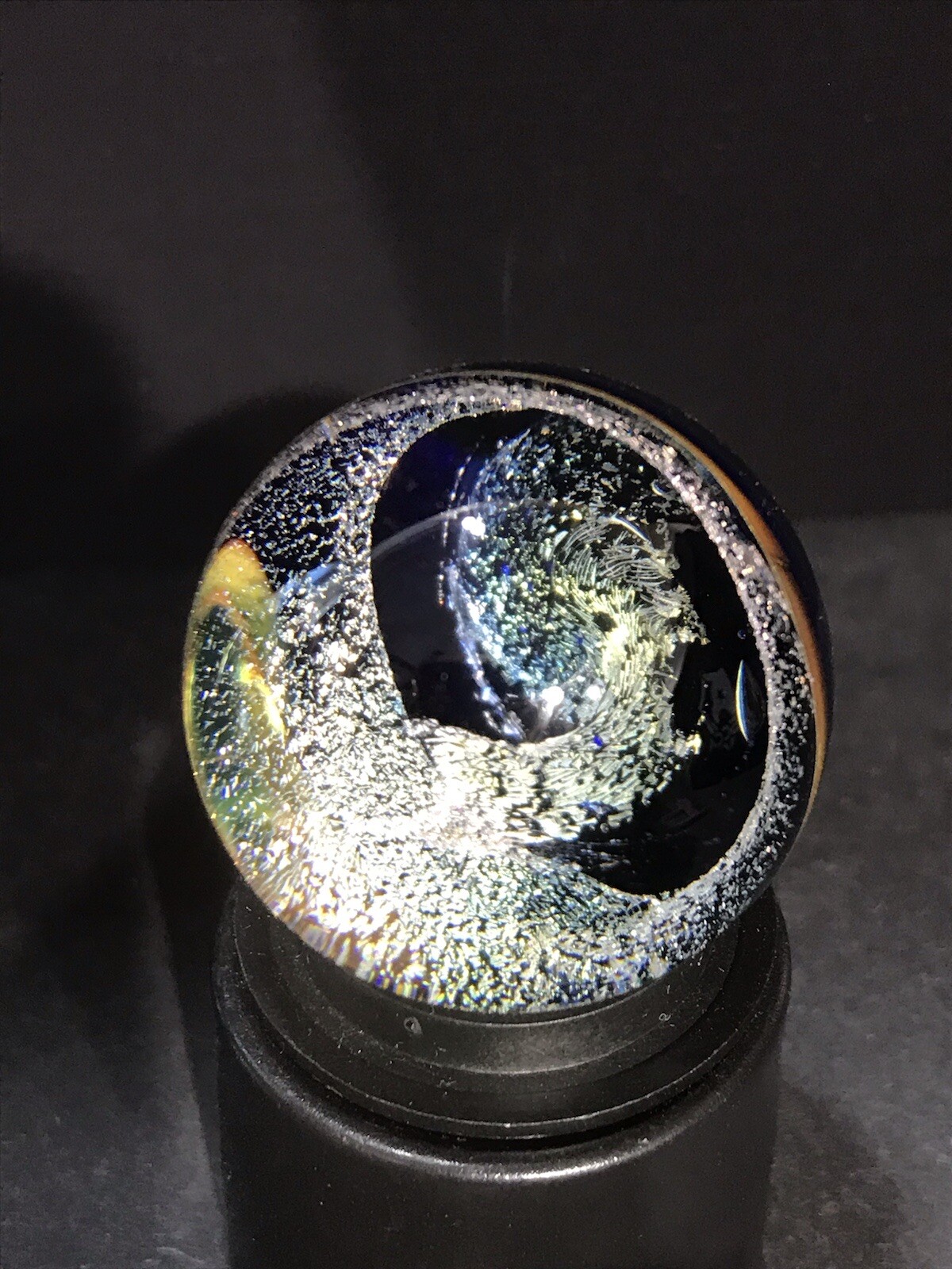 Glass Boro Marble Gold Dichro Space Theme 35mm Sculpture Art Multi Color 24k