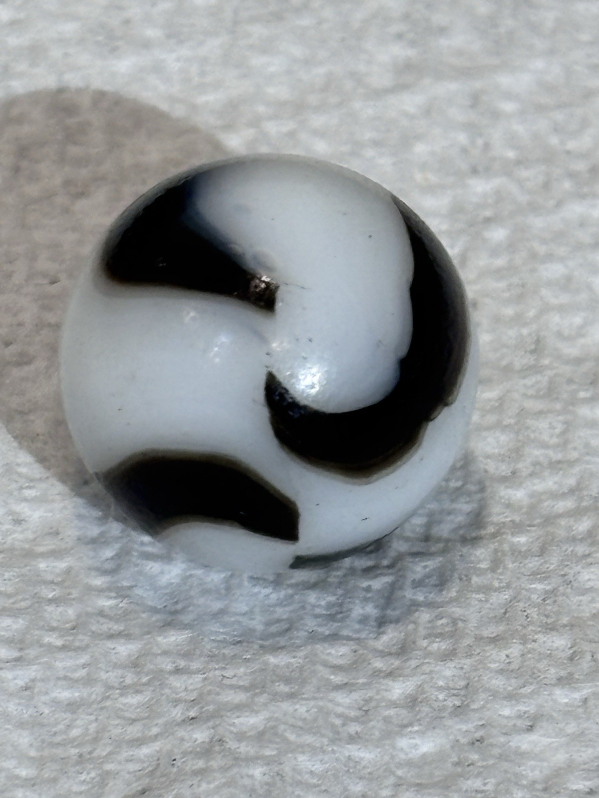 Vintage Marble Black NLR Zebra PELTIER Glass Company National Line Rainbo .65”