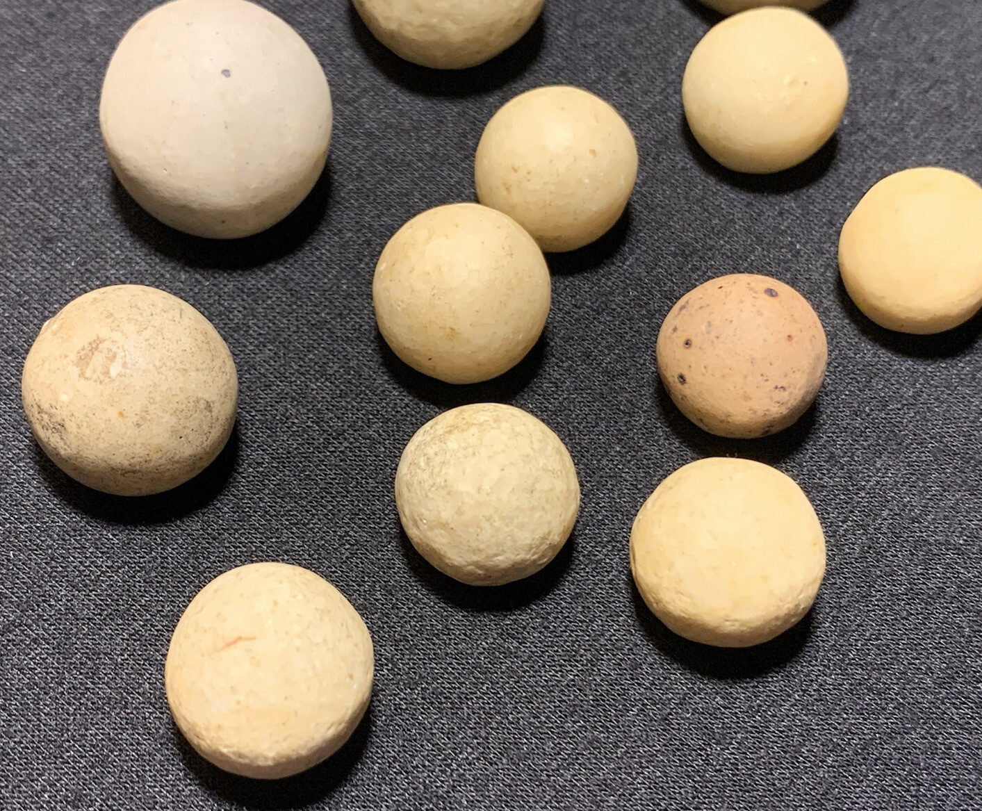 Vtg Antique Handmade Earthen Clay Stone Assorted Tan Light Brown 12pc Marble Lot