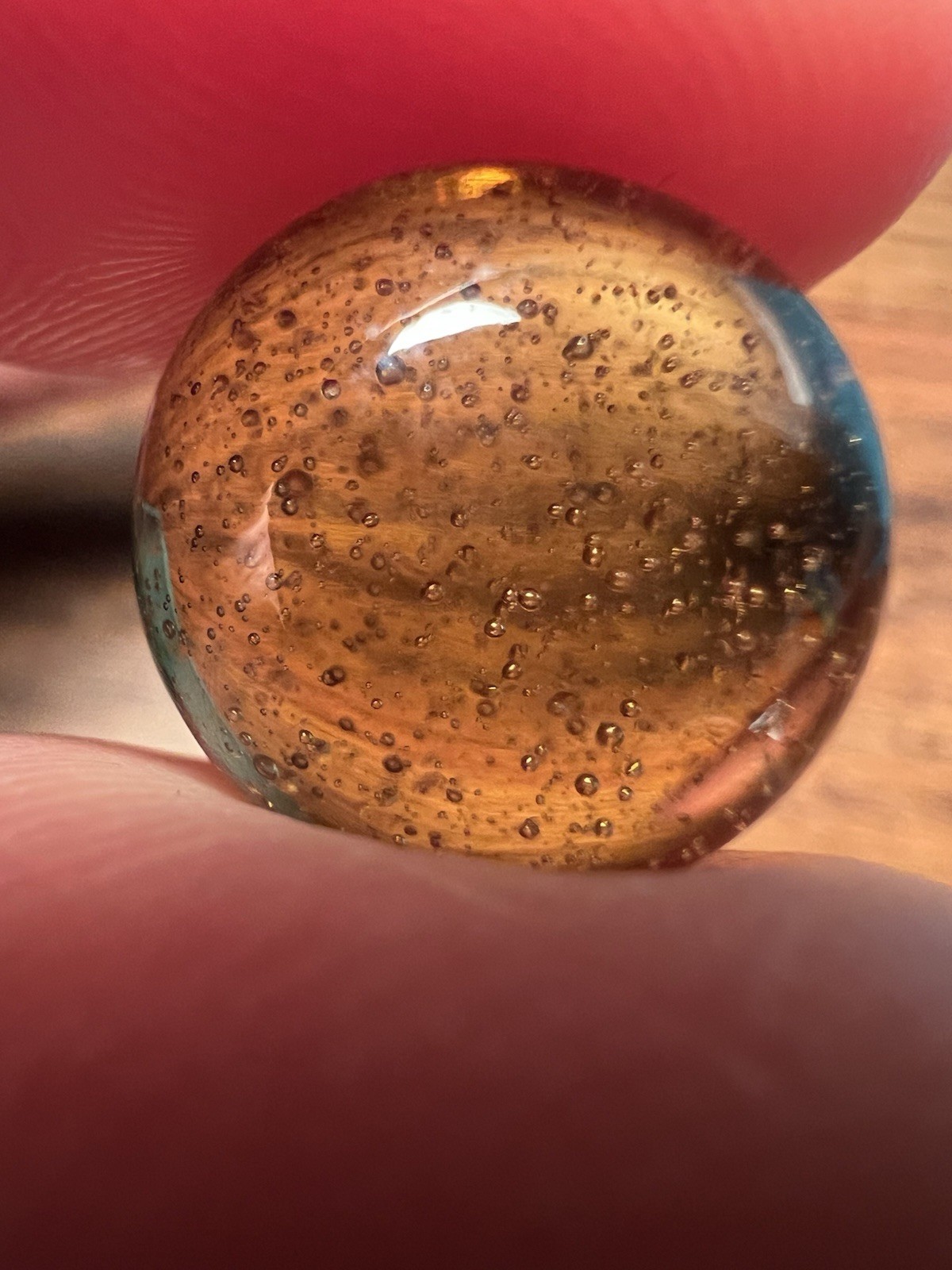 Vintage Amber Transparent Glass Marble 5/8″ Heavy Seeded Fizz Air Bubbles Target