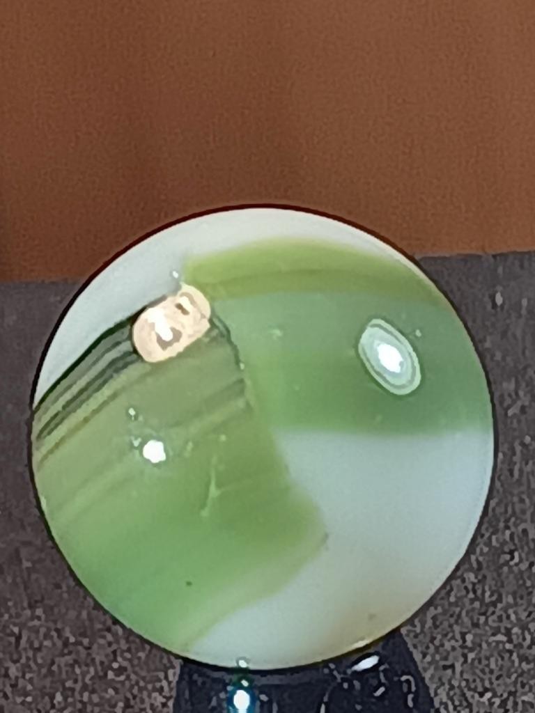 9/16″ Vitro Agate Asparagus Green Ice White Ribbon Patch NM Serious Marble B165