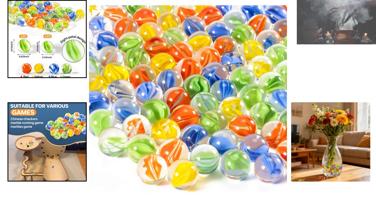 Nostalgic 98Pcs Cat Eye Glass Marbles – Perfect for Crafting & Collecting
