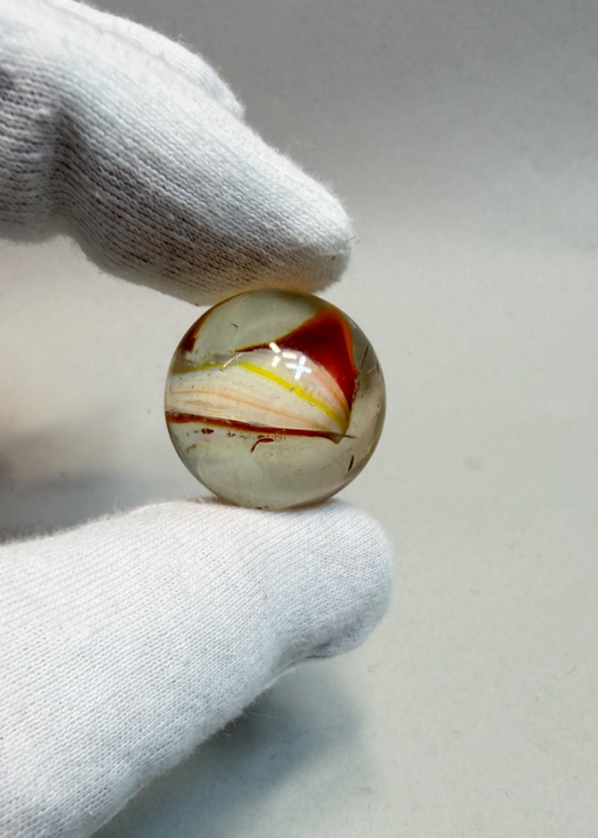 1950-60′ Big Vintage European Sparkler Glass Marble Cat’s Eye Naked Spring 1”