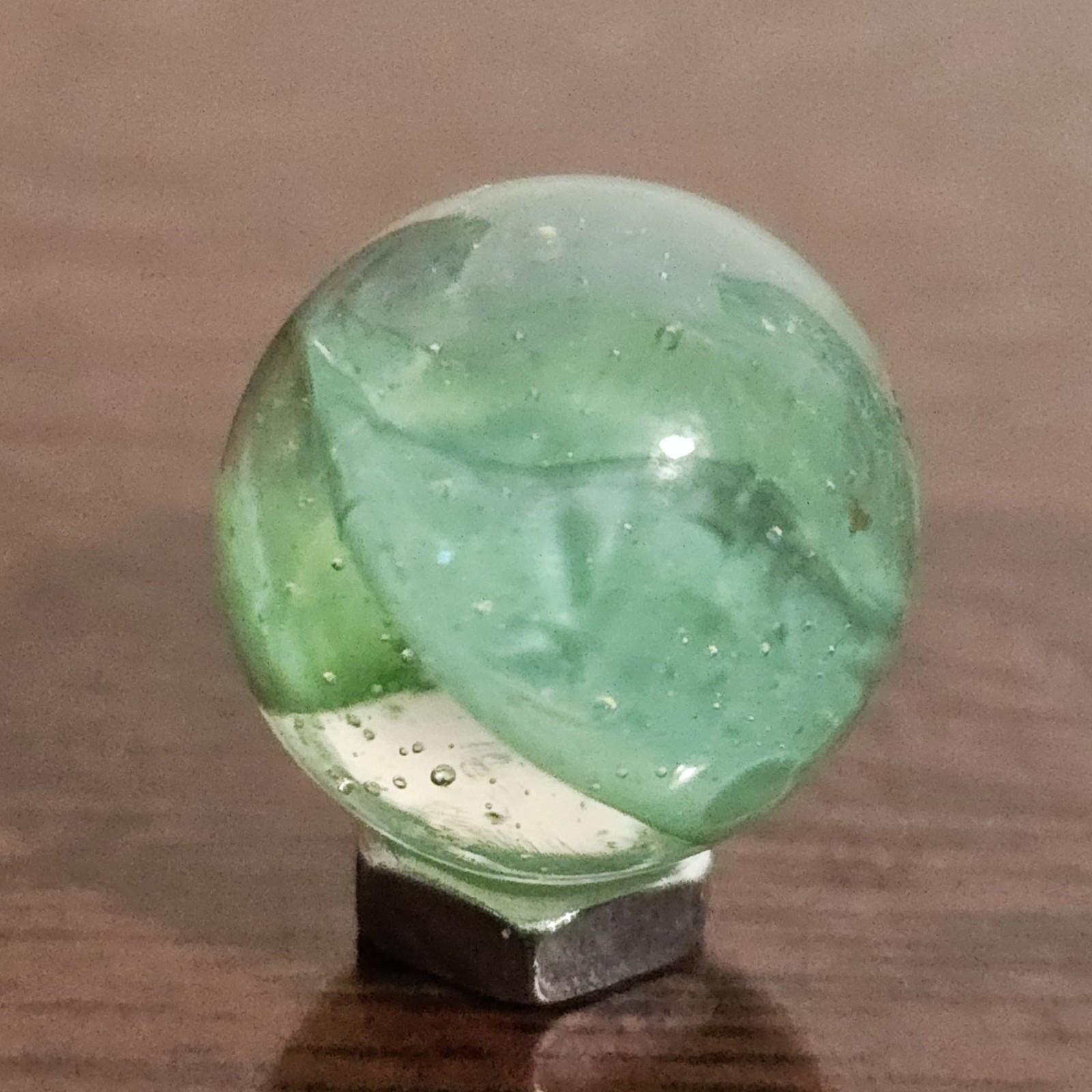 Vintage CE Bogard Mint Green Floppy 4-Lobe Cats Eye .625″ Glass Marble