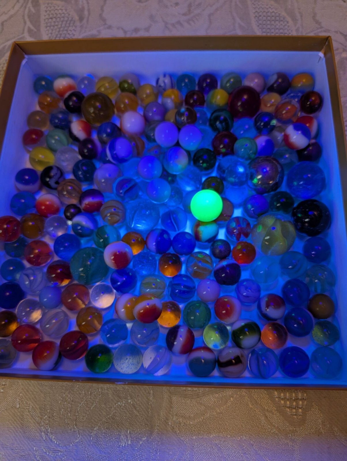 Vintage Glass Marbles Collection 150+ Assorted Colors & Styles One UV Reactive