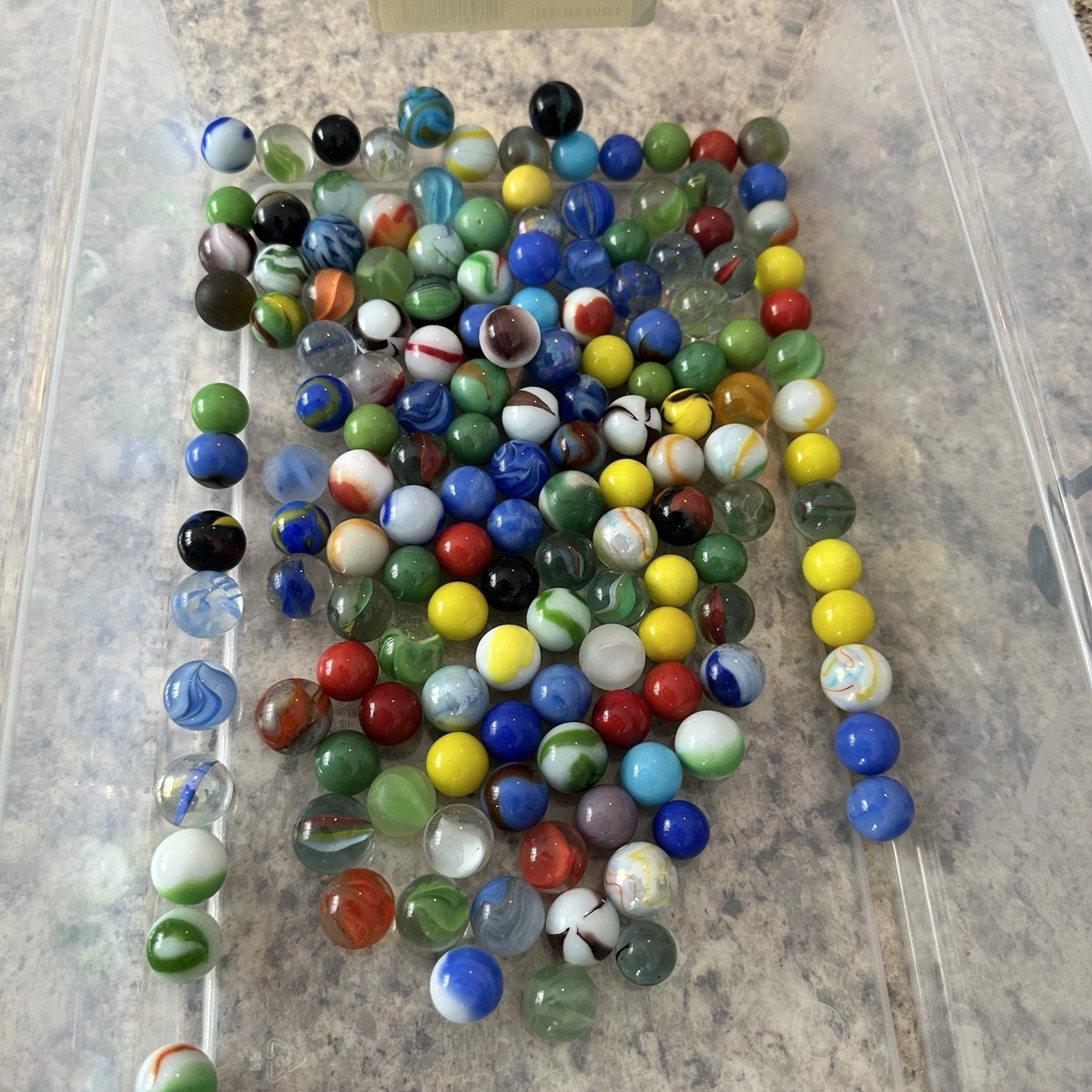 Vintage Marbles Lot Of 150 + Marble Different Sizes Stripes Glow Glass Multi
