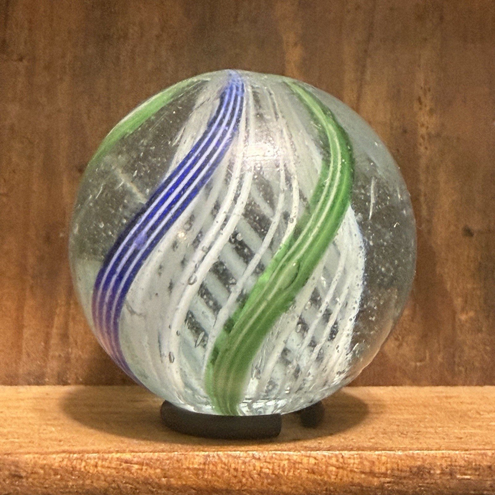 Antique German Handmade Latticinio Swirl Marble 1-5/32” Near Mint(+) | 318