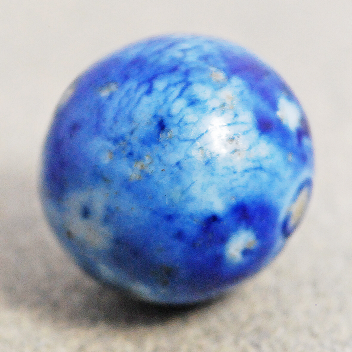 One Vintage Blue Stoneware Marble