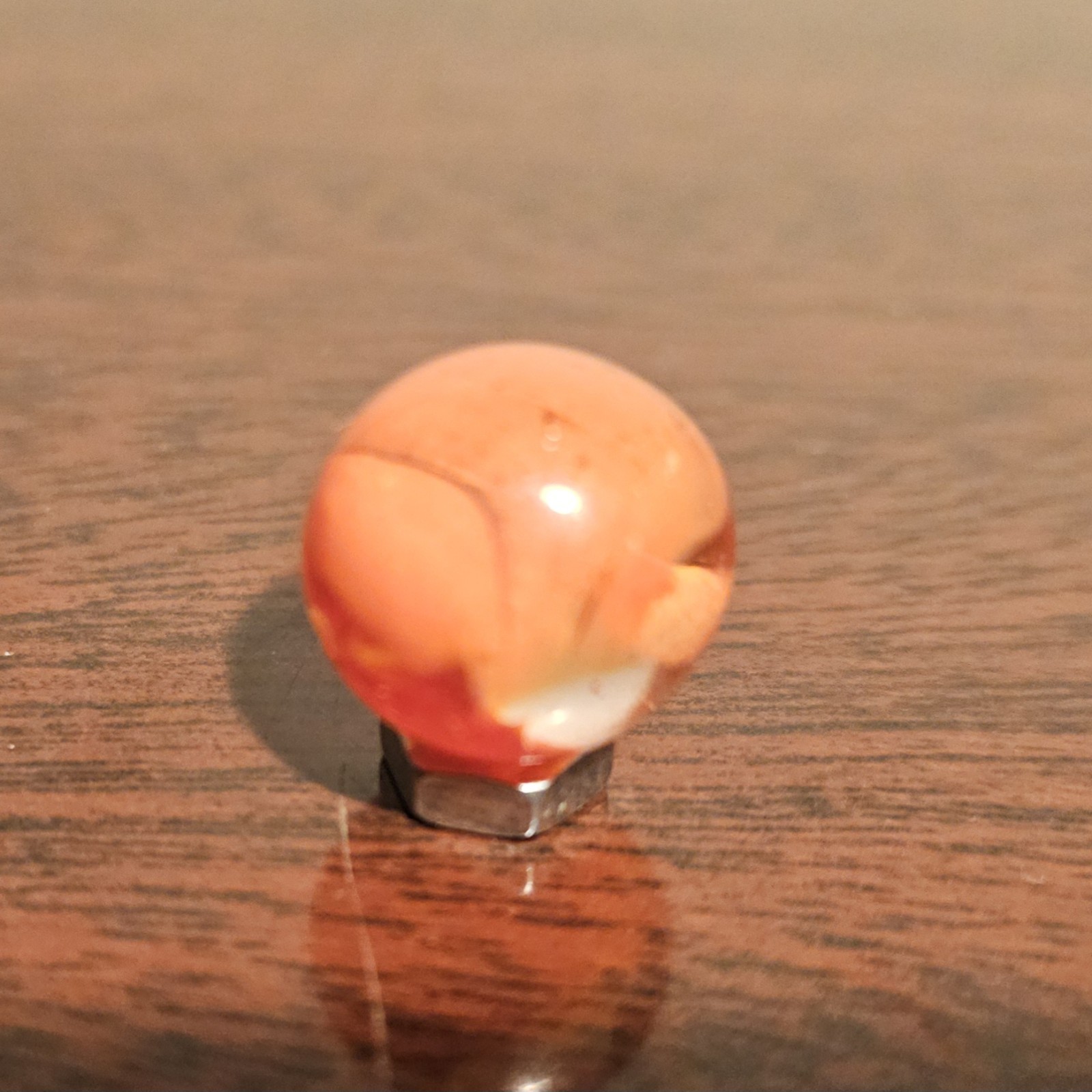 Vintage CE Bogard Orange Floppy 4-Lobe .625″ Glass Marble