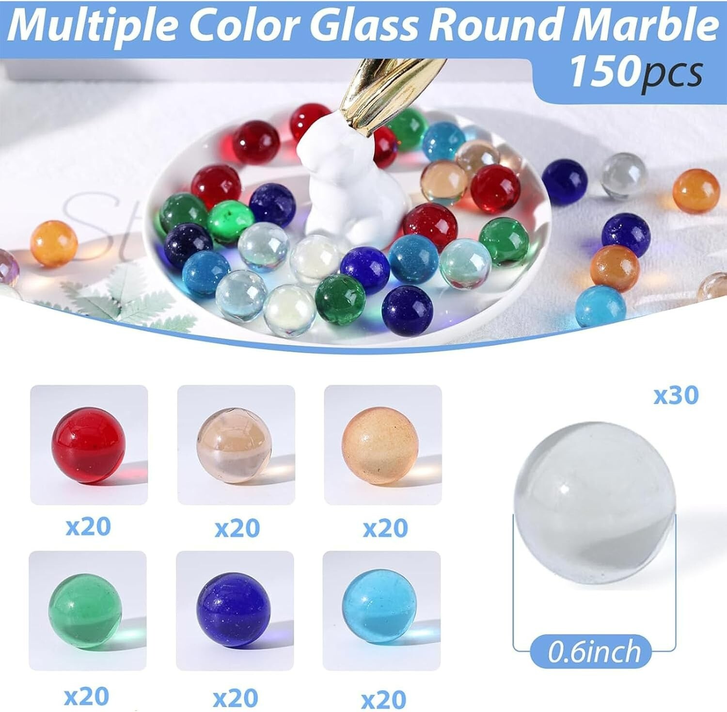“FUTUREPLUSX 150PCS Glass Marbles Bulk 5/8inch Colorful Marbles for Running Ga..