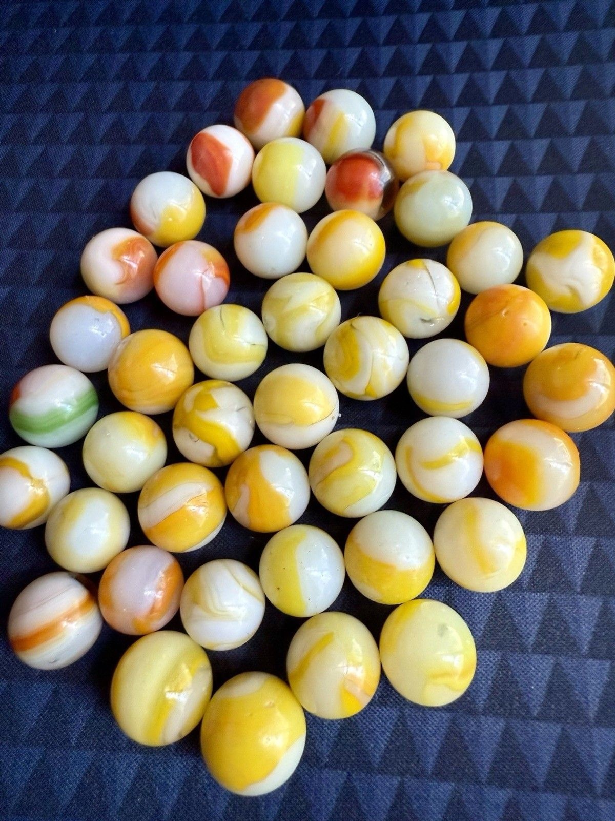 VTG Akro Agate Alley Peltier Rainbow Yellow Glass Marbles Lot of 44