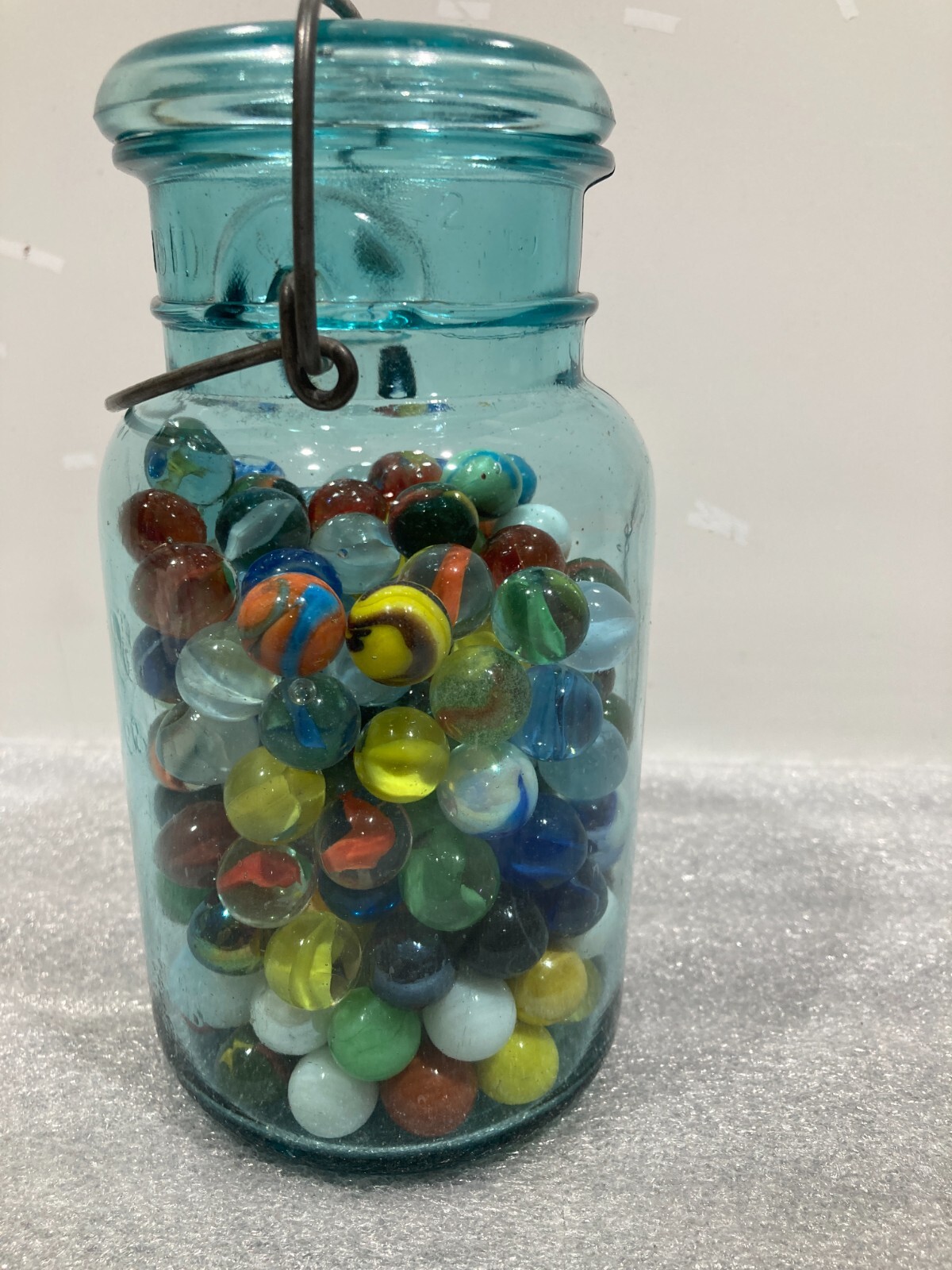 Vintage Lot of marbles as pictured w/ jar