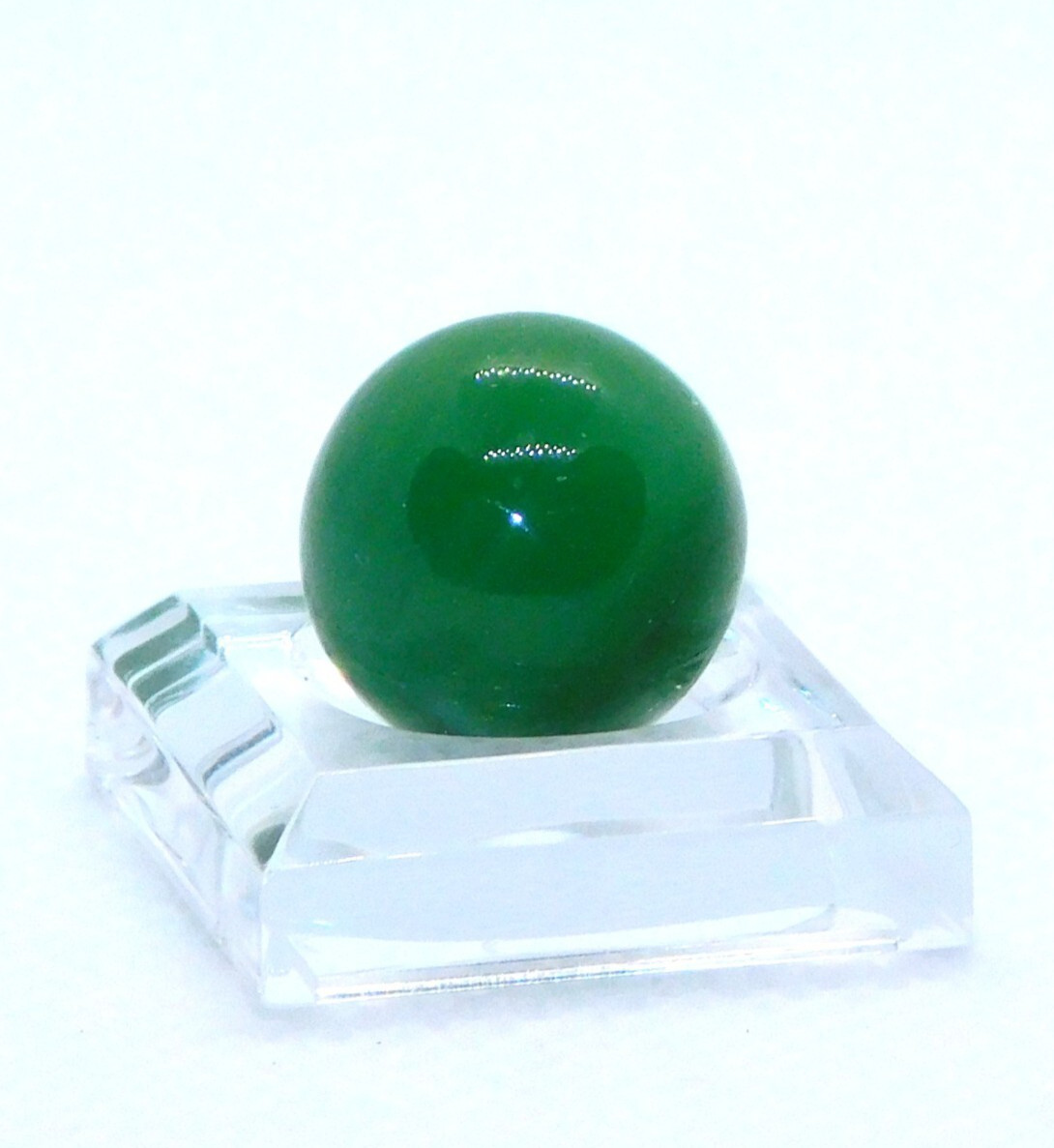 Vintage Glass Marble Small Green Opaque Swirl Melted Pontil Mint 0.55″ #0-116