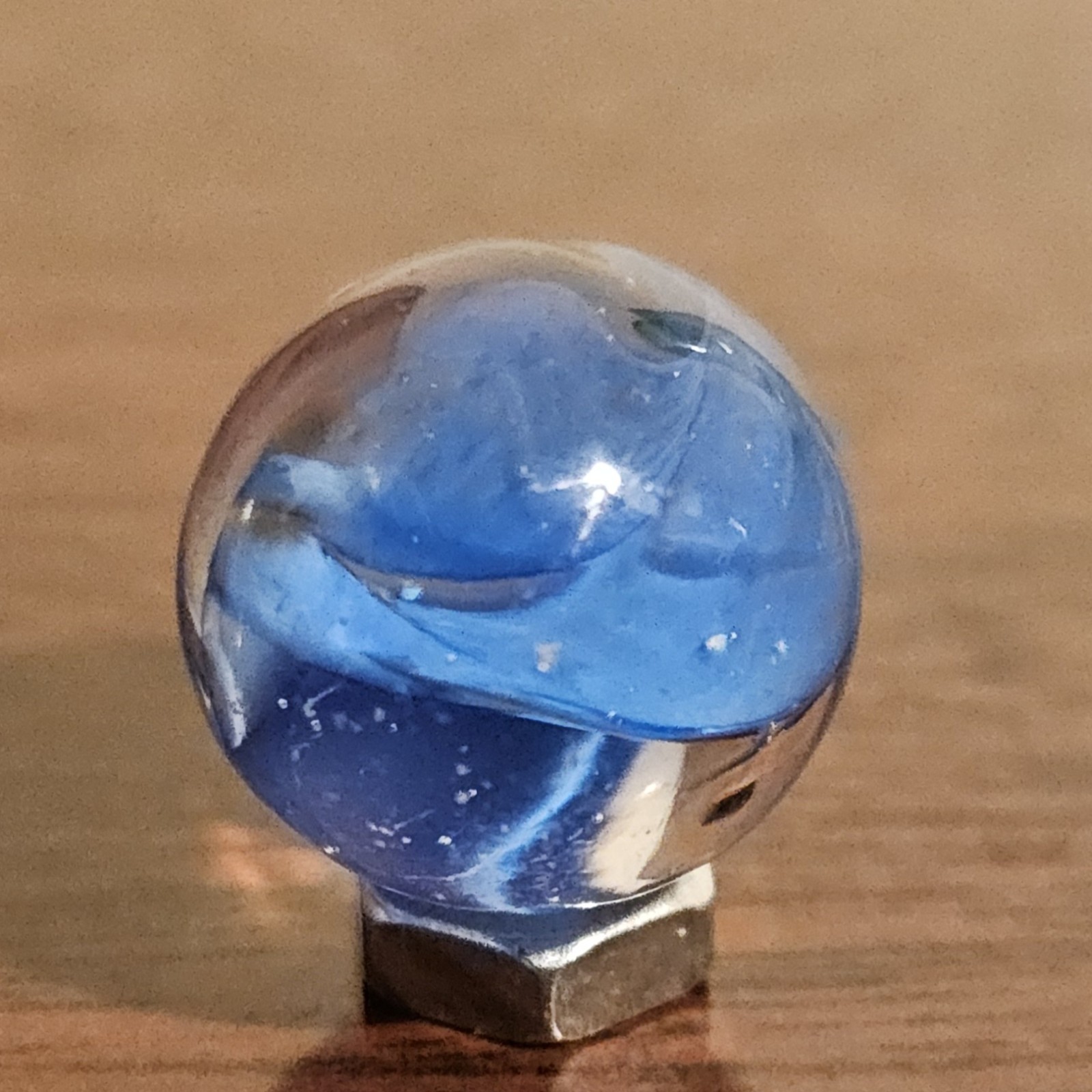 Vintage CE Bogard Blue Floppy 4-Lobe Cats Eye .593″ Glass Marble