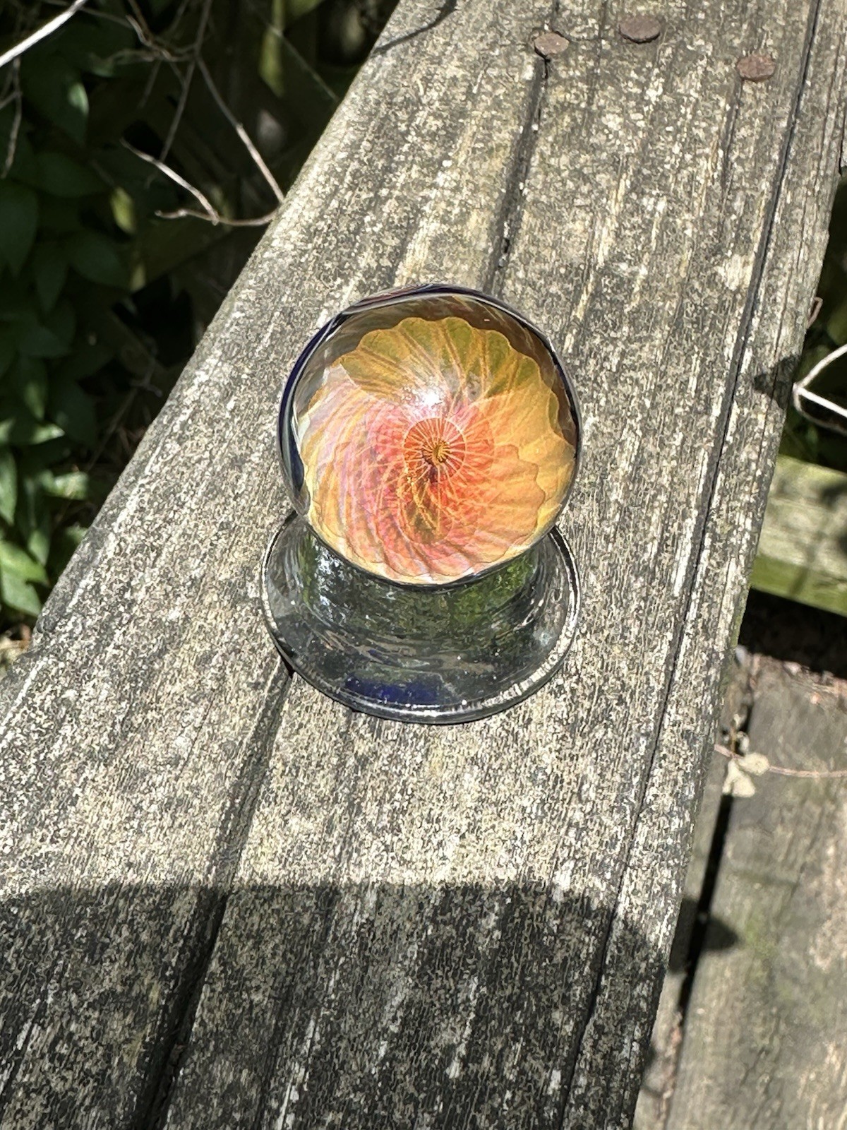 Juba Glass Handmade Lampwork Marble 24k Gold And Silver Fumacello Spiral 1.40