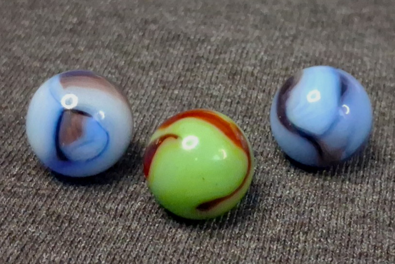 Vintage Alley Agate Set Of 3 Swirl Marbles 5/8″ All Mint Condition 526024