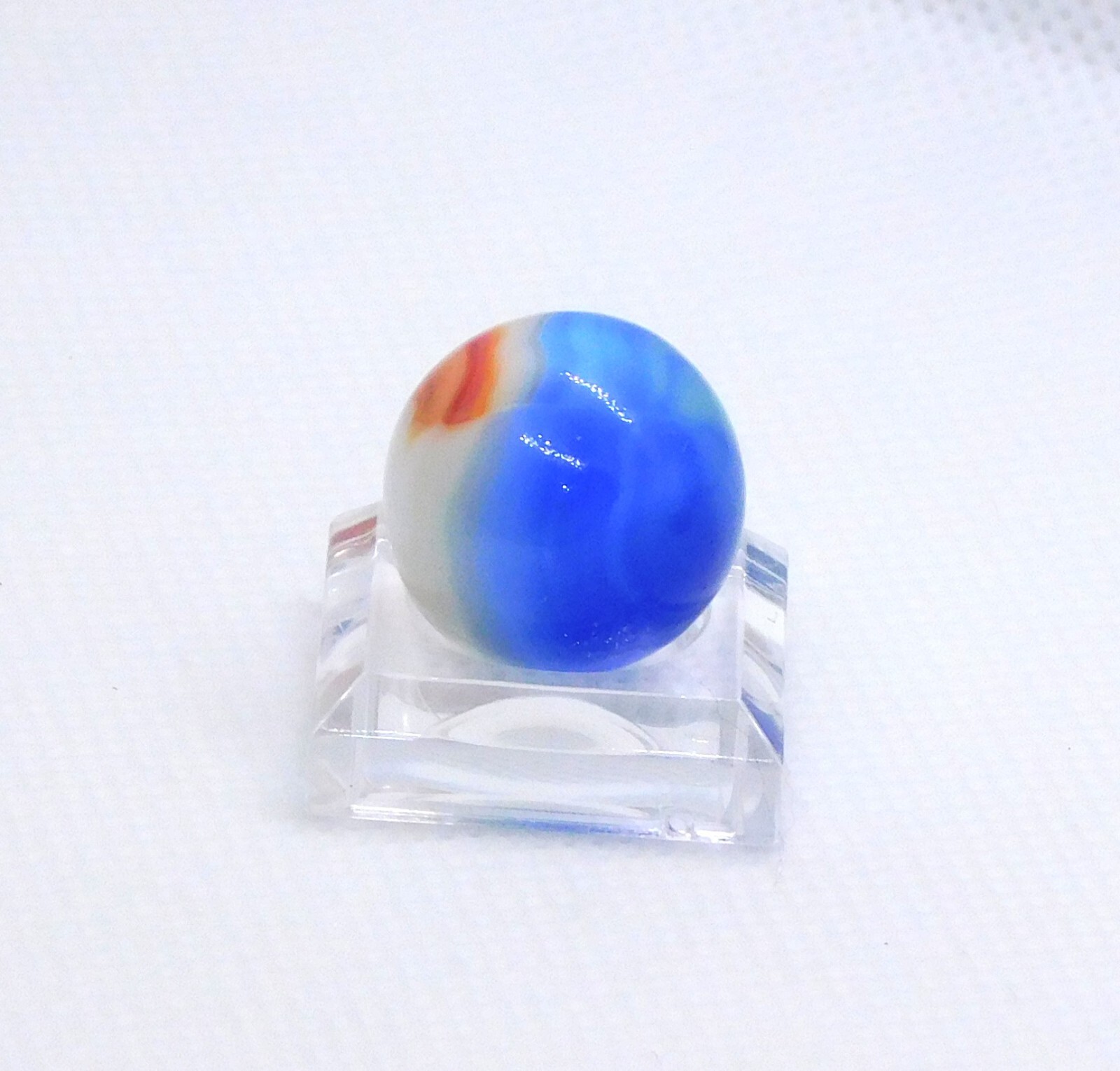 Vintage Glass Marble Patch Swirl Blue Red White Vitro Agate ‘V’ 0.69″ #0-118