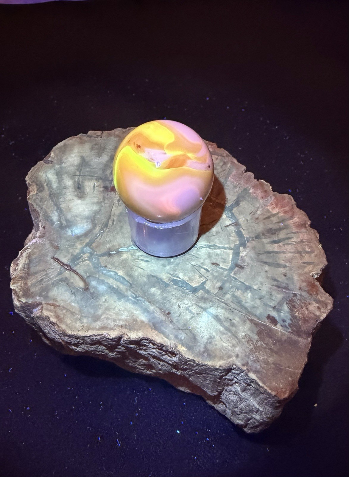 Vtg CAC Christensen Agate Co. Electric Orange Flame Tip Swirl Shooter 23/32-.718