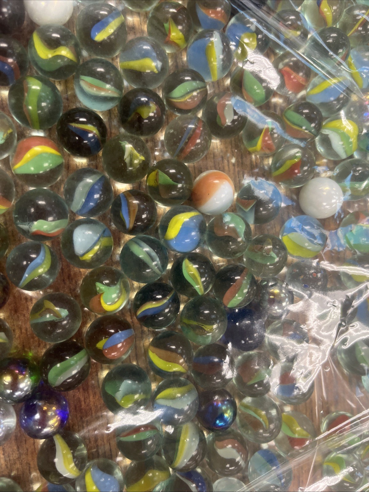140 Cats Eye Glass Marble Lot With 1 Shooter Marble Assortment
