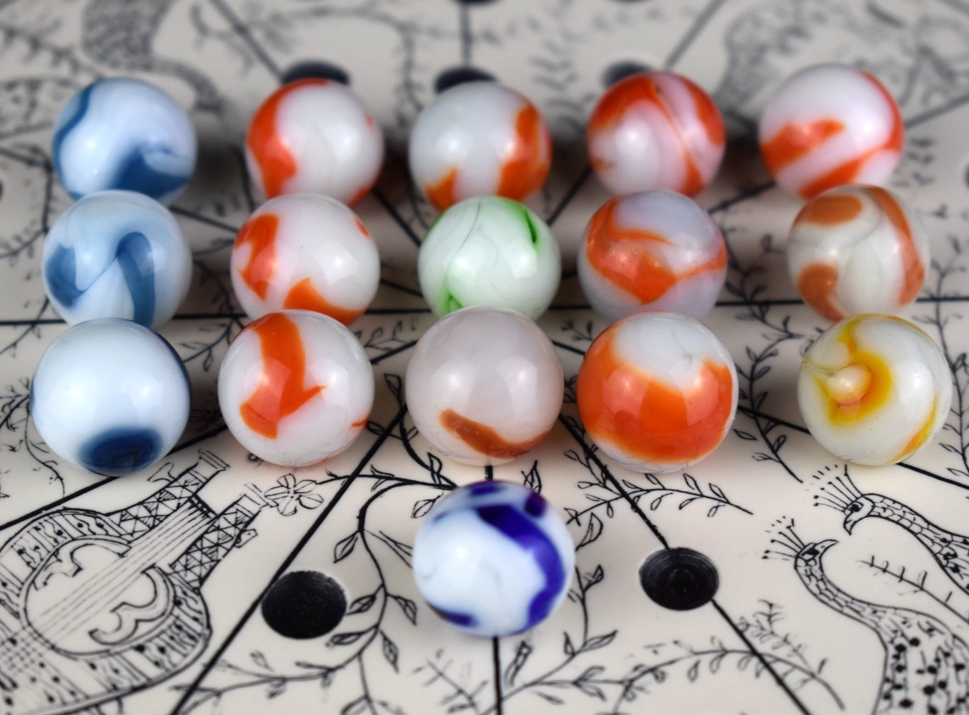 Vintage West Virginia / Alley Swirl Marble Lot of 16 Marbles (Very Good)