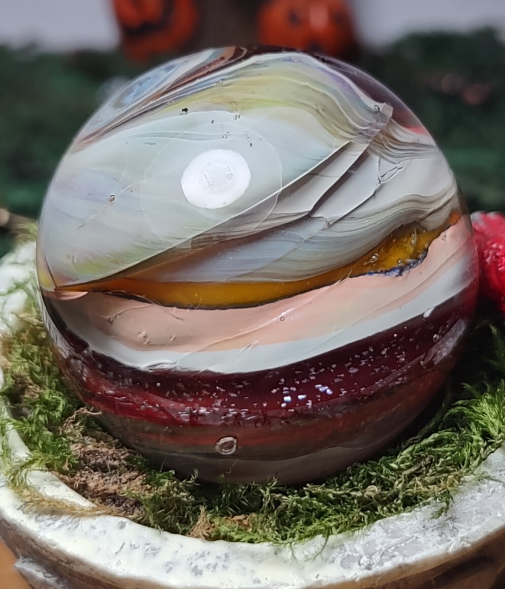 1.31″ LG Multi-Color SPIRAL✨🐚 Swirl Contemporary Studio Art Glass Marbles READ