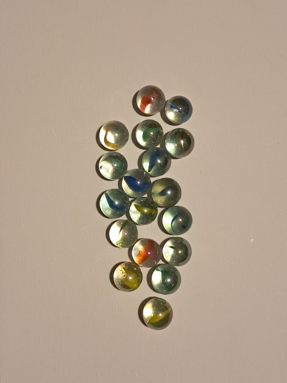 Bag of 18 Cat’s Eye Machine Made Glass Toy Marbles for Ages 8-11, 12-16, 17 & Up