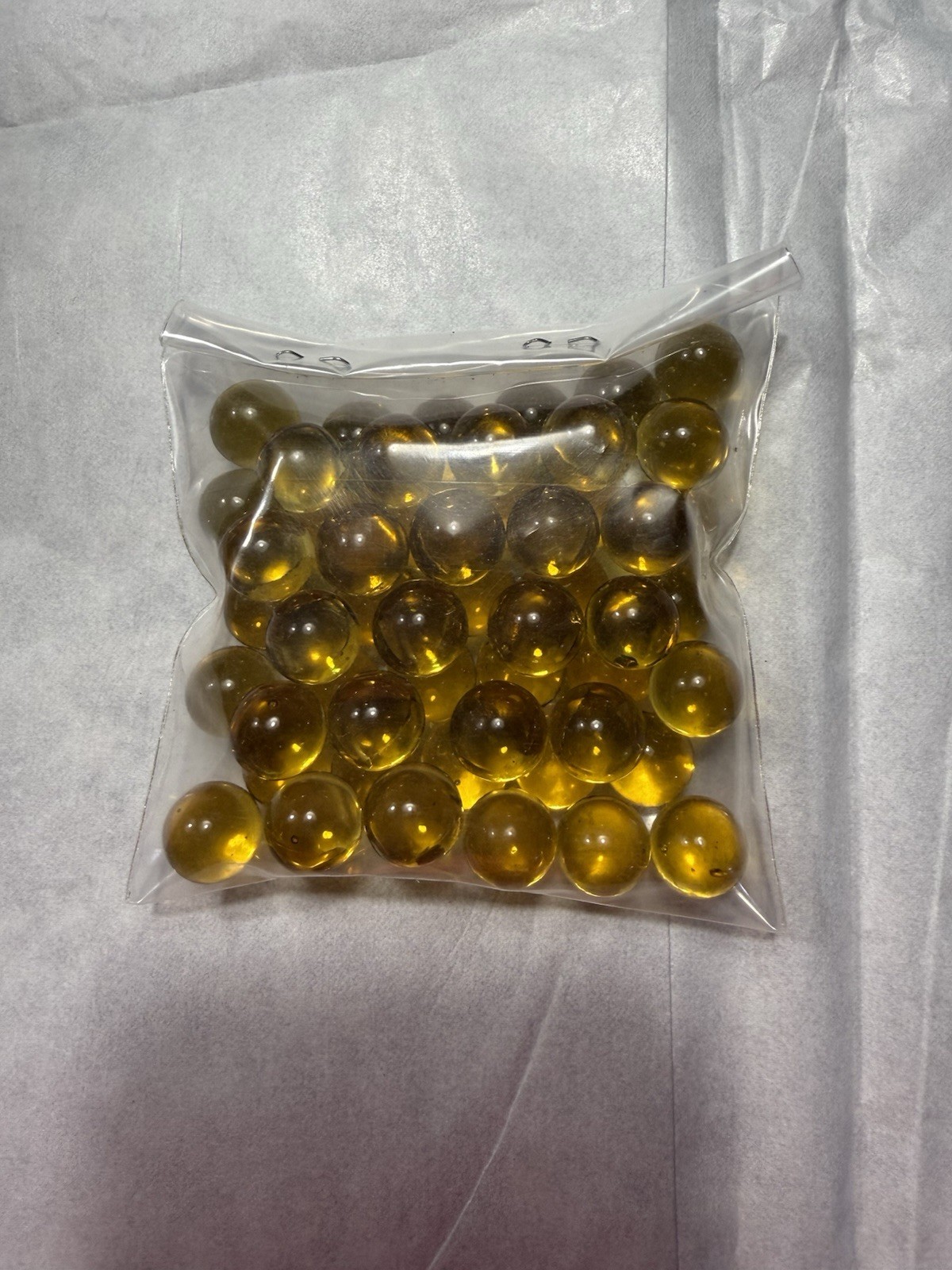 Vintage Yellow/Gold Color Glass West Virginia Marbles – Approximately 9/16”