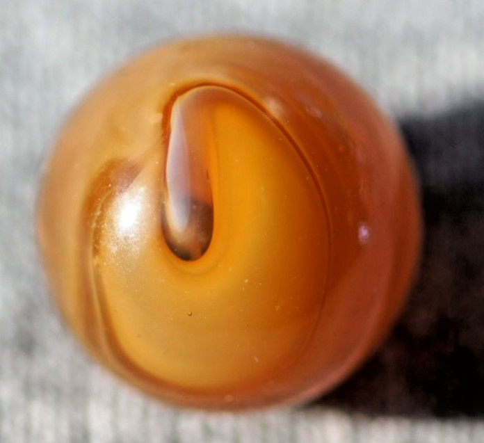 M.F. Christensen Amber Slag Toy Marble, 3/4″ Crease Pontil #350