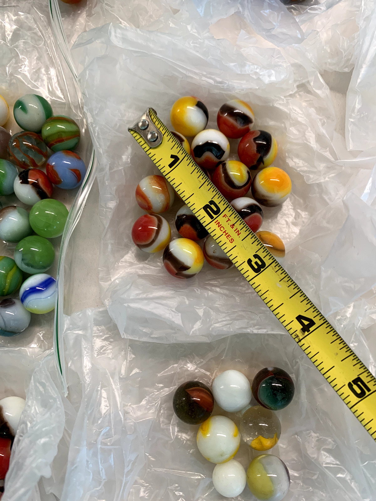 LOT Vintage Marbles Glass Cat Eyes Mid Century to 1980’s Variety of Colors Sizes