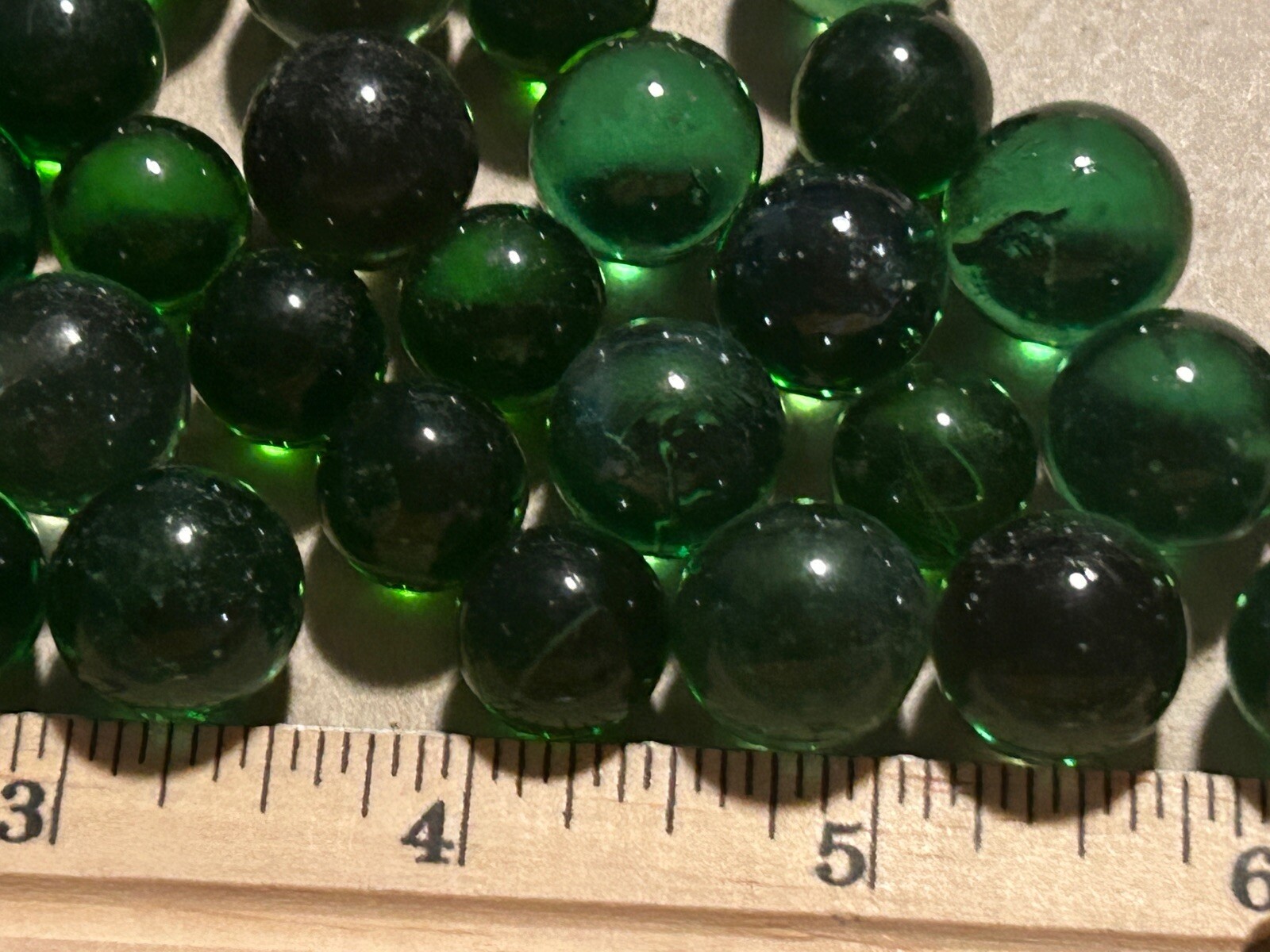 Vintage Marbles Lot Of 50 Green Solid Glass Lot 348