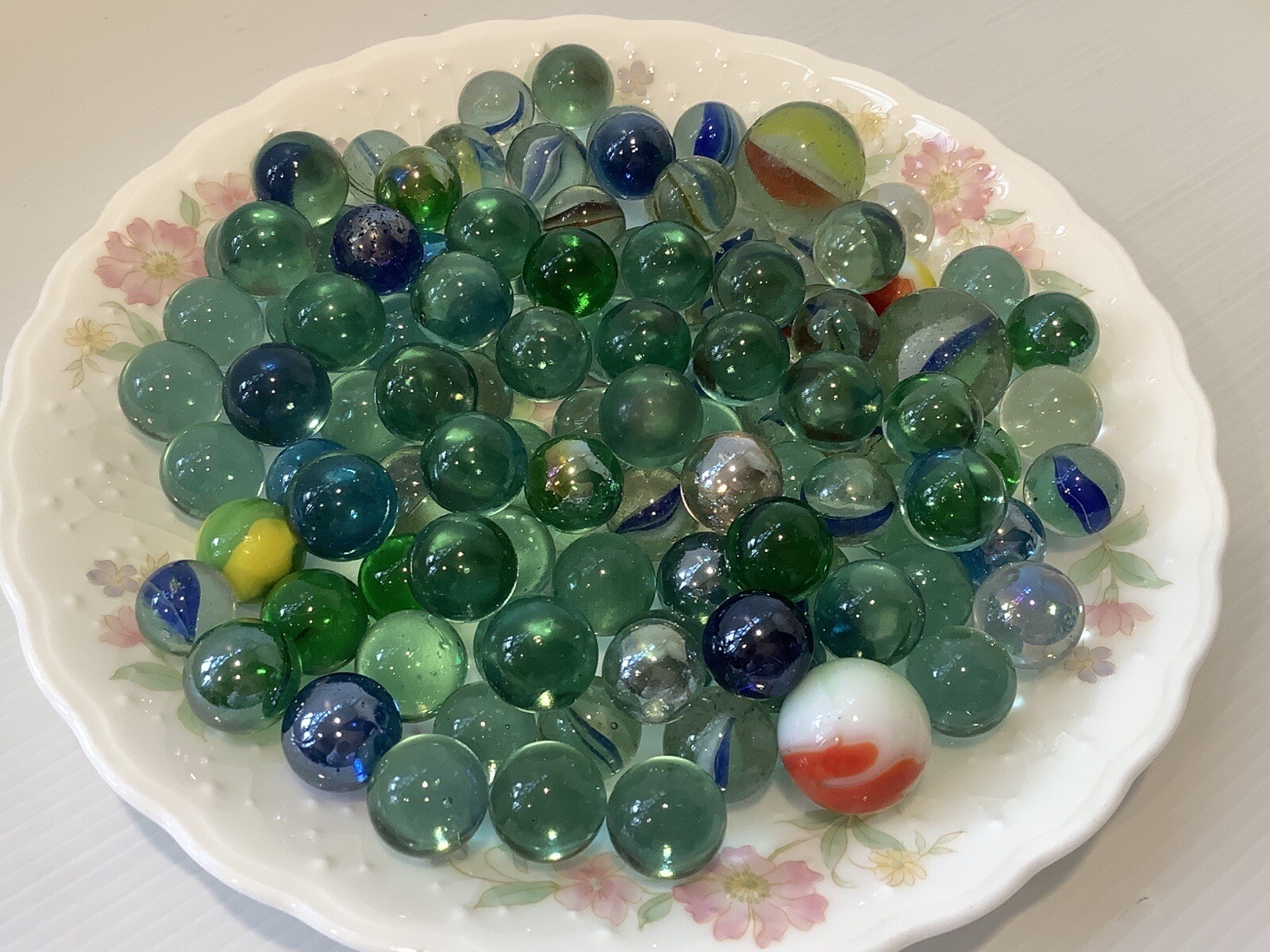 Marbles Glass In Large Vintage Coffee Glass Jar Lot 2 Toys Tom Bowlers