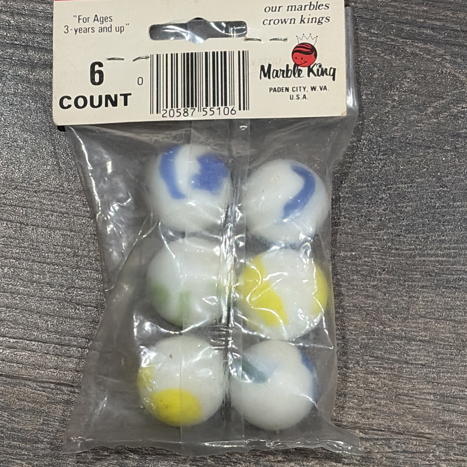 VTG New Old Stock Marble King Big Boy 6 Marbles In Original Pack 7/8” Toy