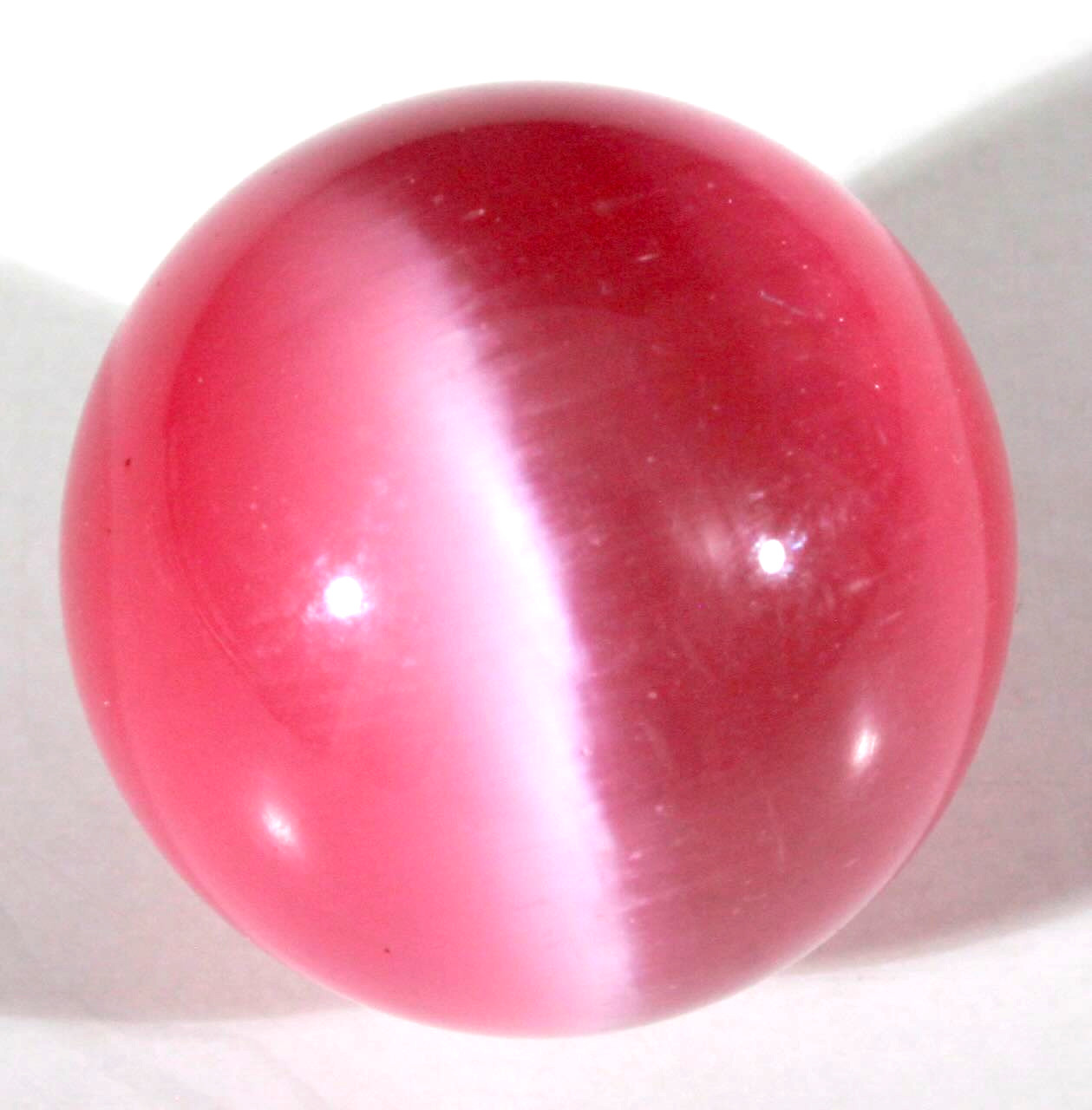 BEAUTIFUL .75″ ROSE PINK FIBER OPTIC CONTEMPORARY MARBLE SPHERE W/STAND MINT!