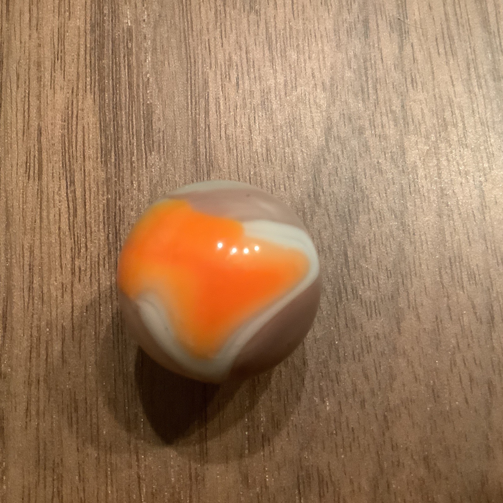 Vintage Shooter￼ Glass ￼Popeye Marble ￼Mint 0.913, Orange, White ￼& Purple ￼
