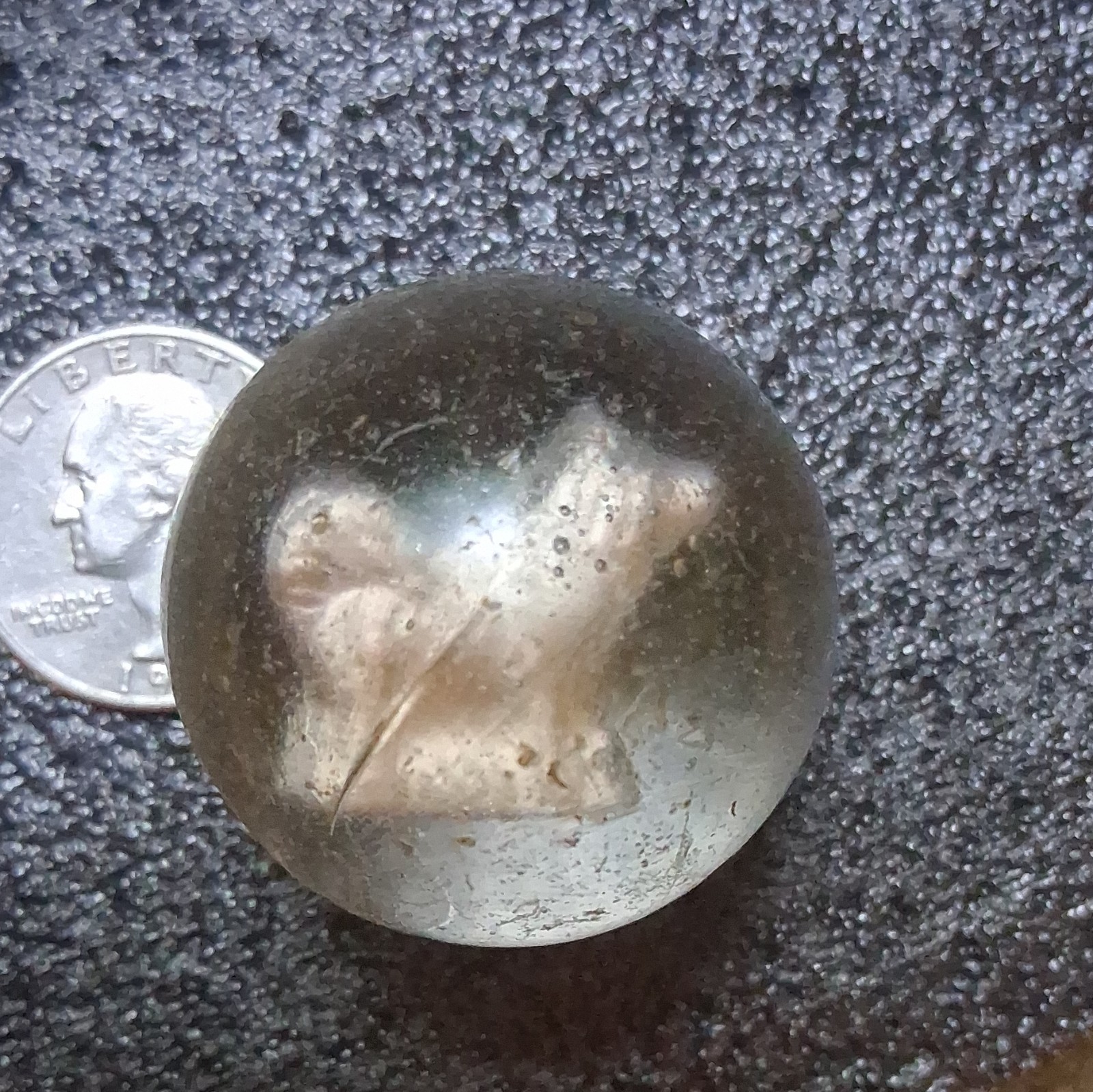 Antique German Handmade Sulphide Glass Shooter Marble – Standing Dog 1.5″
