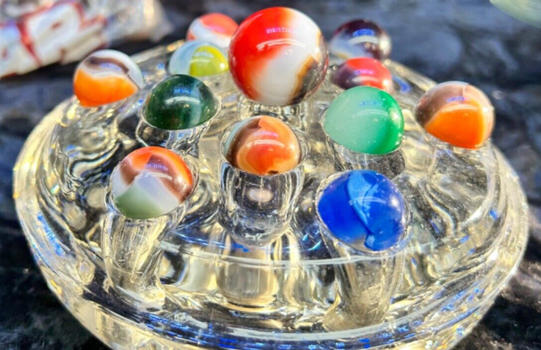 Vintage Glass Marbles Lot Medium – Large You Get Both Sets and the Displays