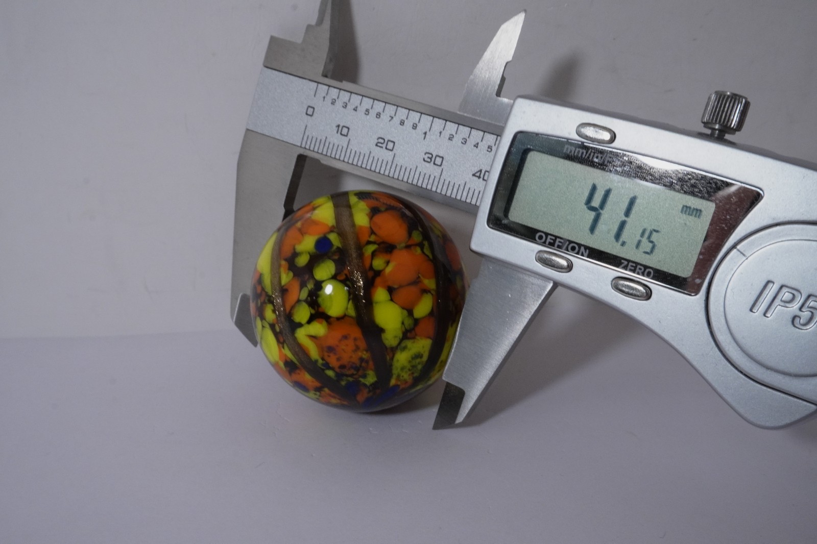 A Lovely New Multicolored Handmade Guinea Glass Marble 41 MM = 1-9/16″ Dia.