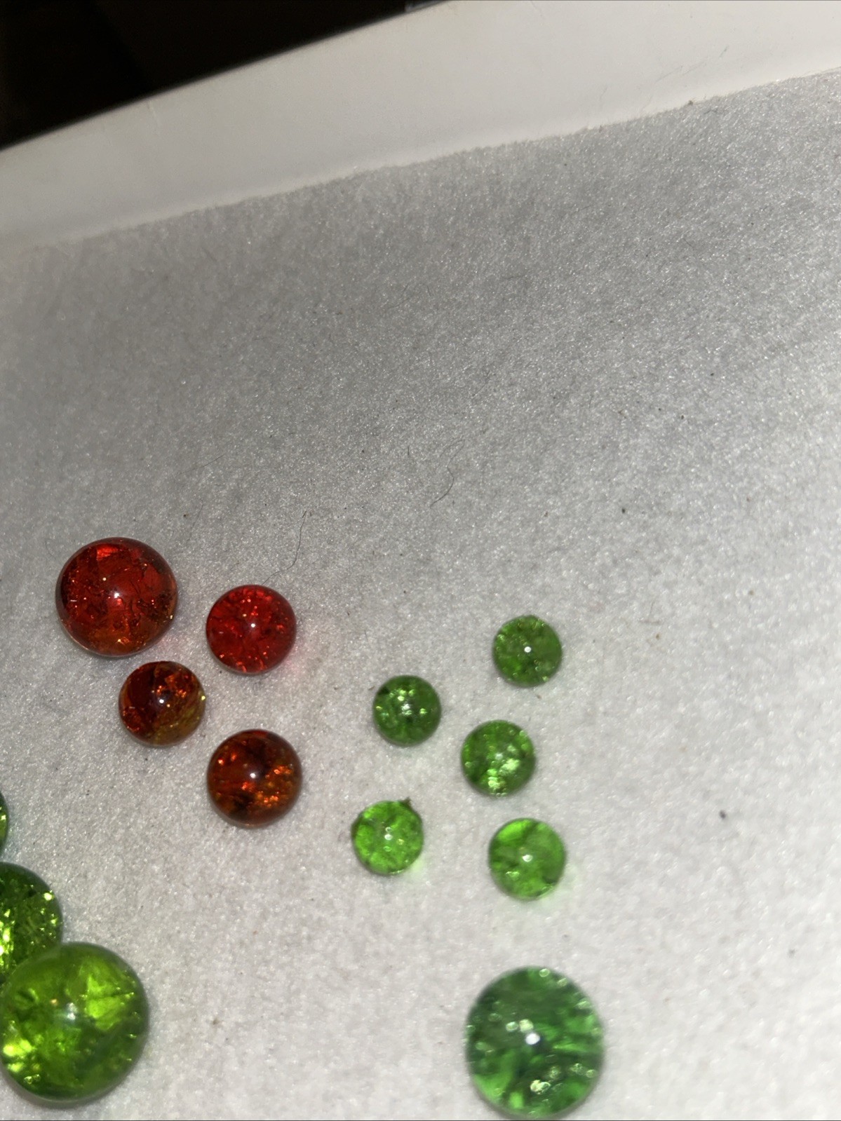 Vintage Vitro Crackle Glass Marbles Lot Various Sizes & Colors 21 Pcs.