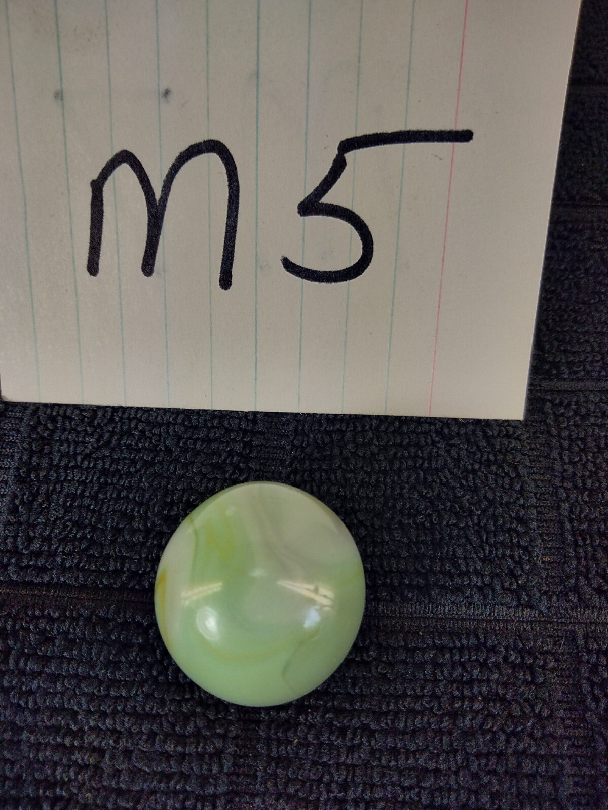 Vintage Shooter Marble Jade Green White Swirl Opaque Glass .980