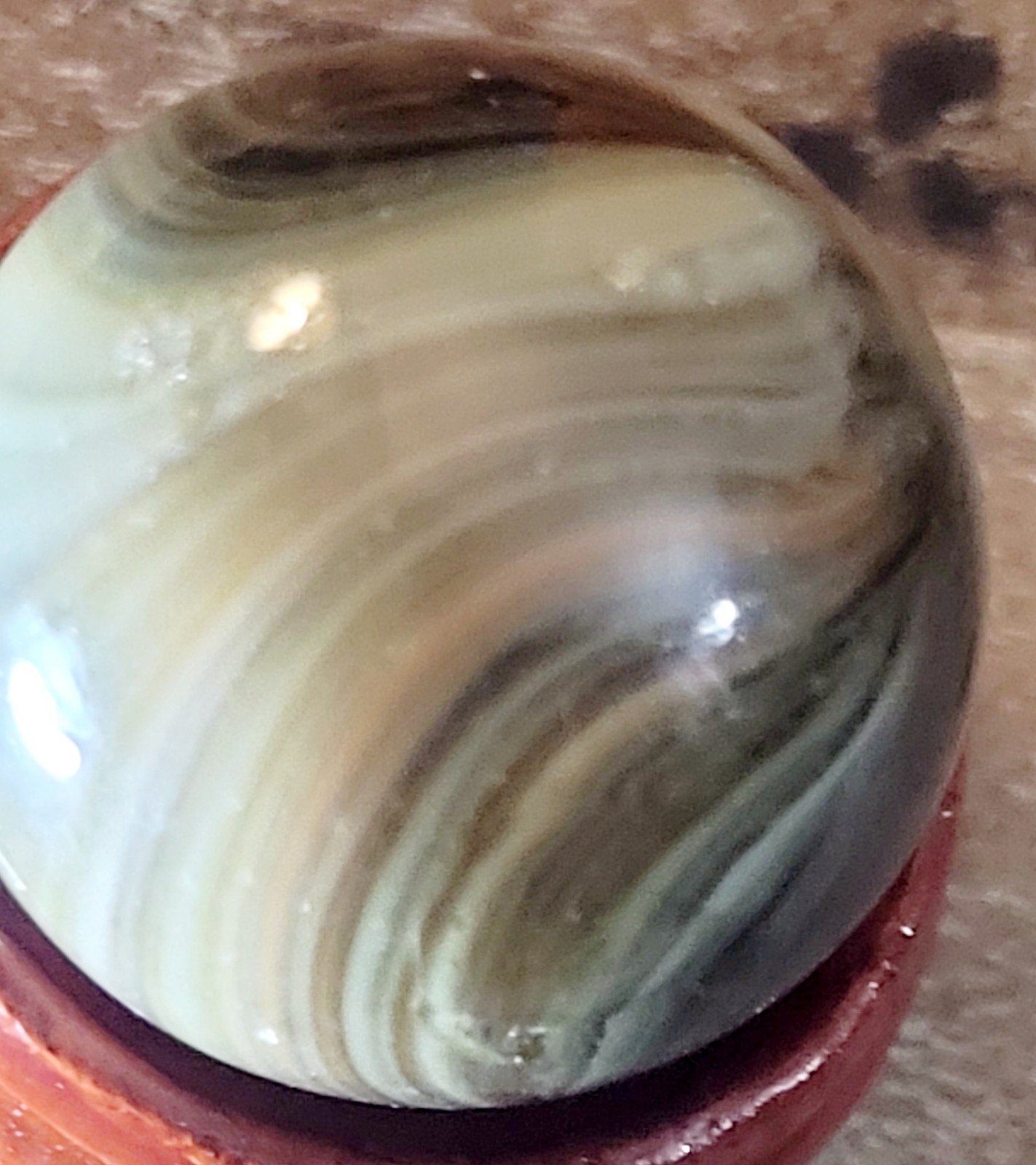 German Handmade Onion Skin Marble, Multi-colored, With Oxblood, Lovely Colors 3″