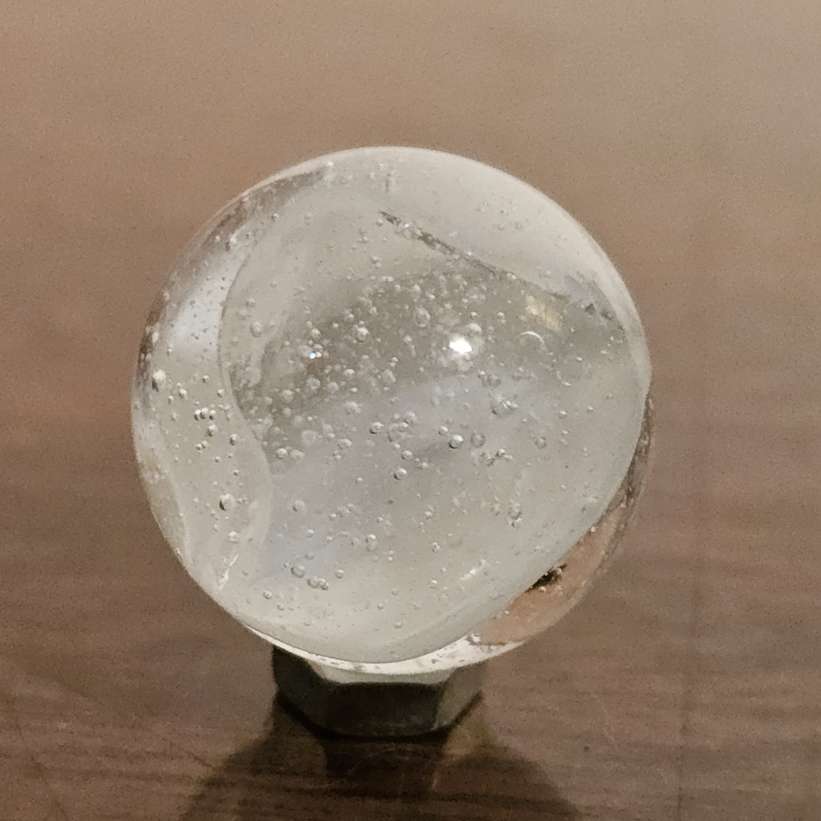 C E Bogard White 4-Lobe Floppy Cats Eye Clear Glass .875 Shooter Marble