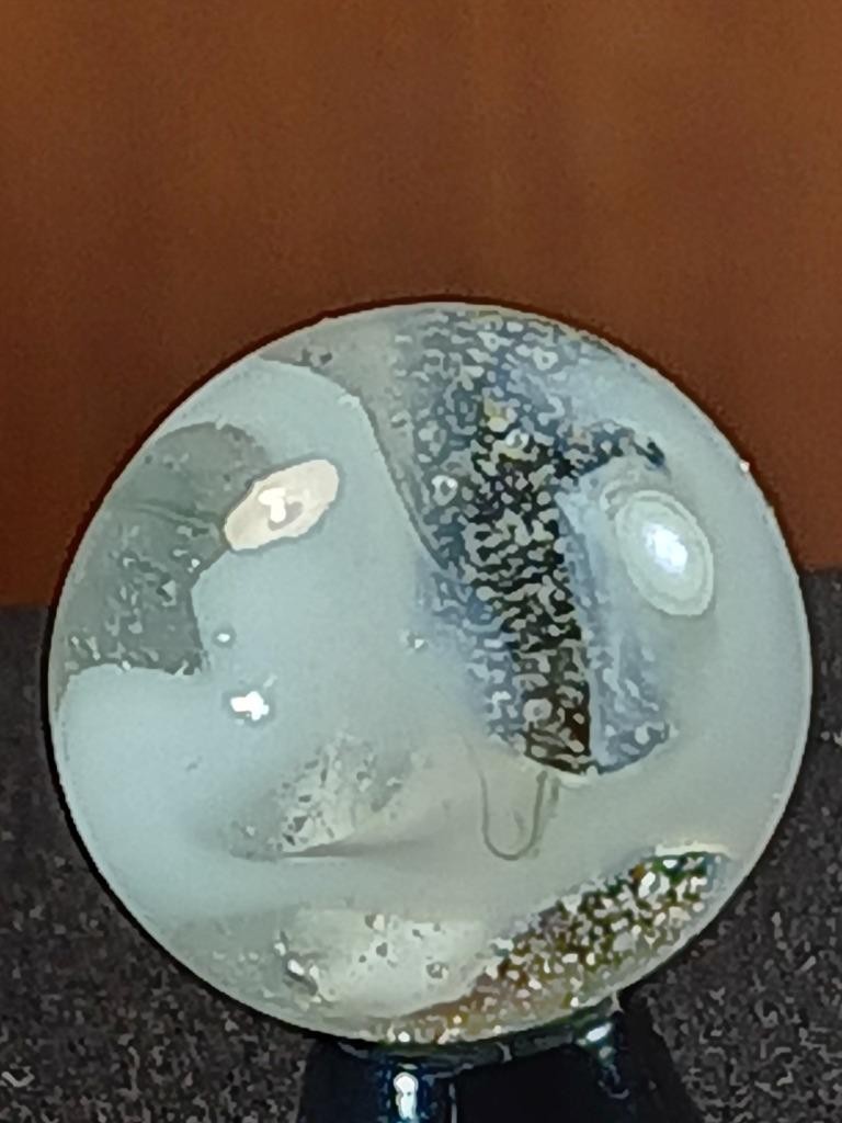 11/16″ Akro Agate Ice White Slag Snake Swirl Near Mint Serious Marble B215