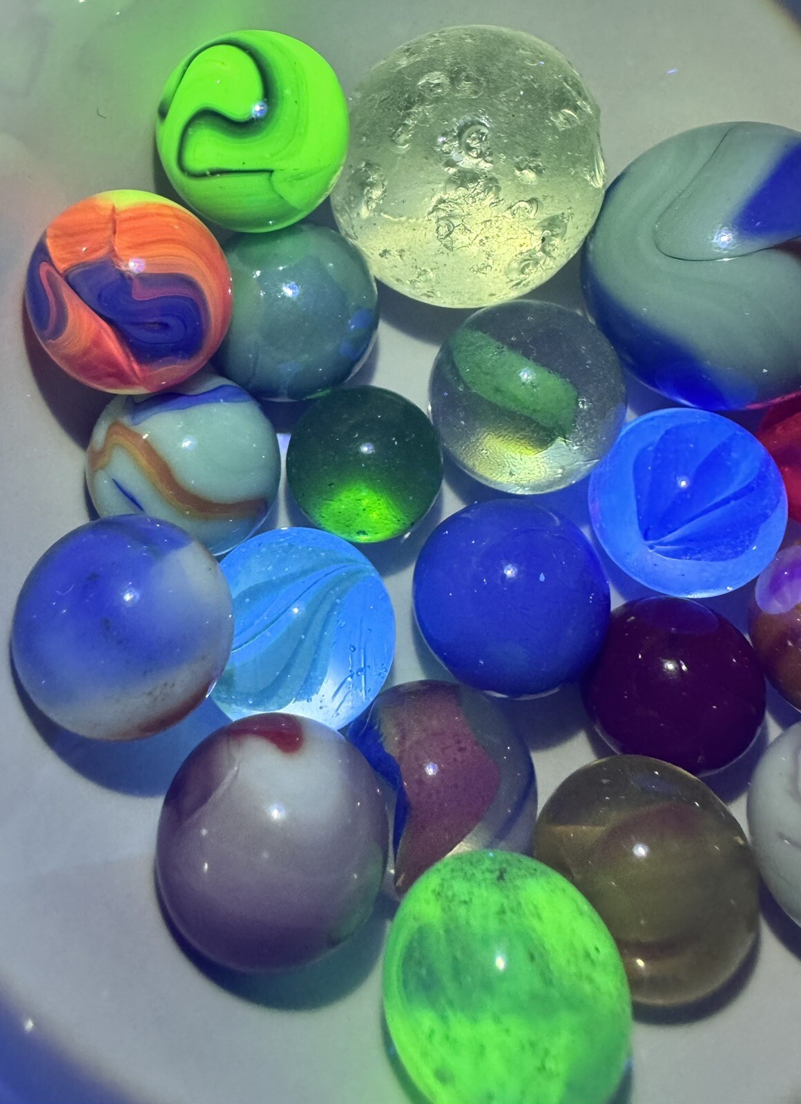 Vintage Marble Lot Of MARBLES UV Reactive Cadmium Uranium Lot #34