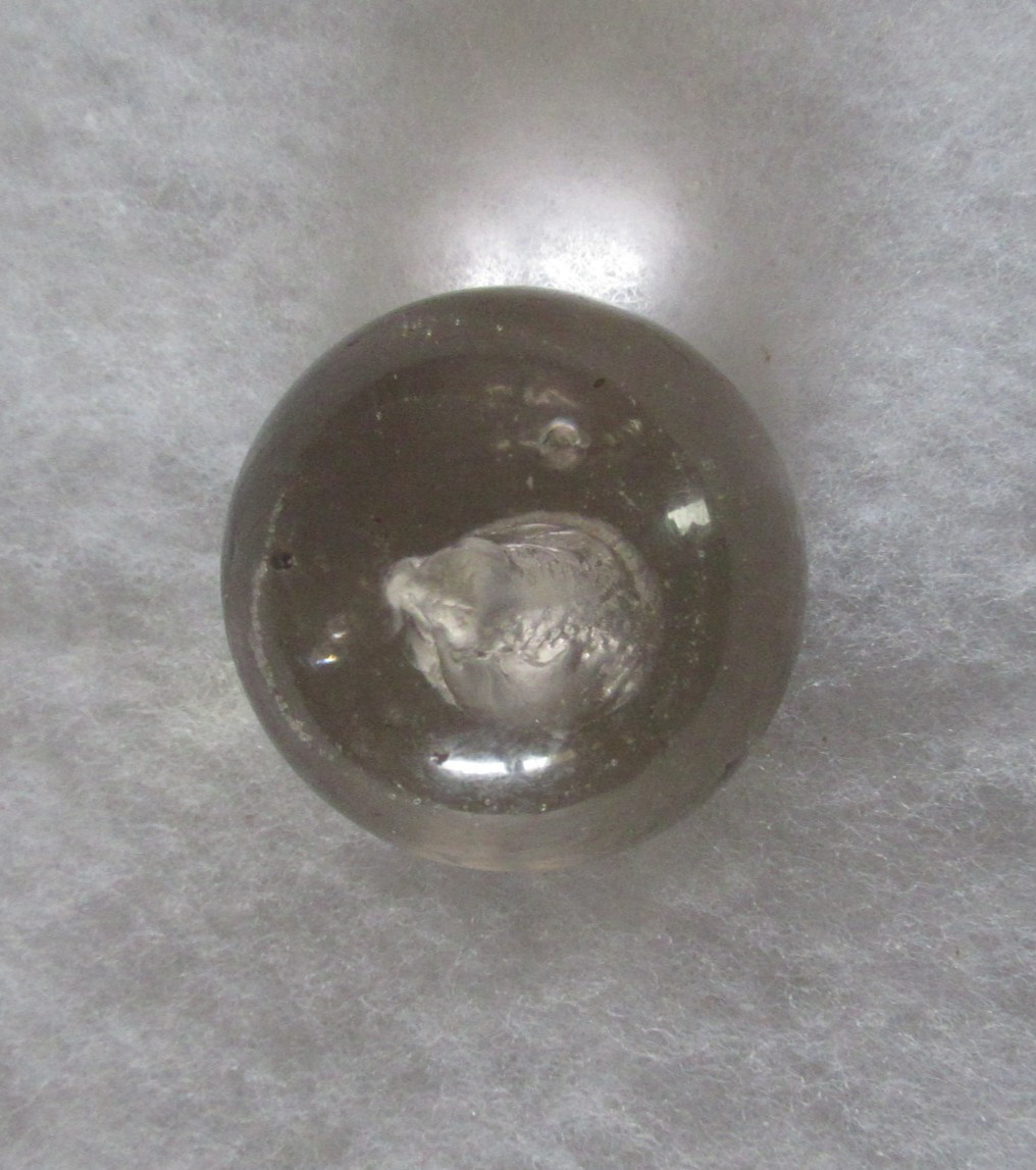 Antique Handmade German Sulfide Marble 1 3/4″ with Sitting Dog Orig Pontil